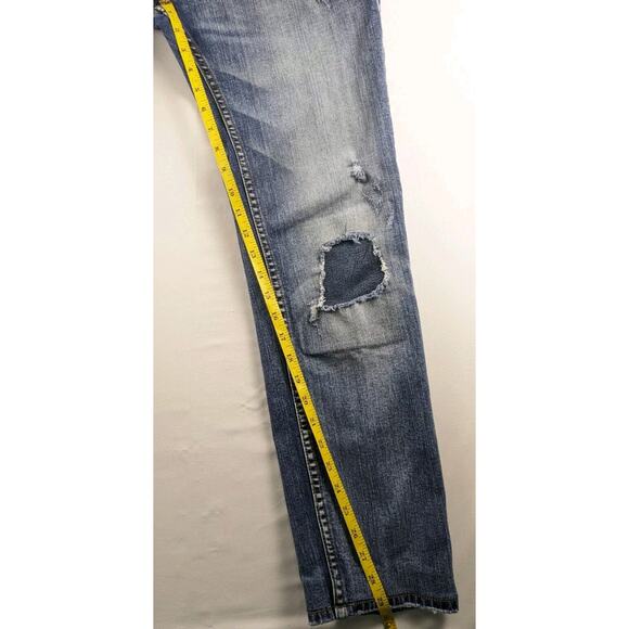 Slate Denim & Co Miles Slim Tapered Distressed Patchwork Jeans 32x30 Whiskered - Picture 5 of 8